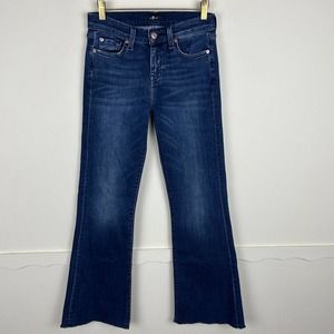 7 For All Mankind Tailorless Dojo Mid Rise Dark Wash Flare Jeans 26